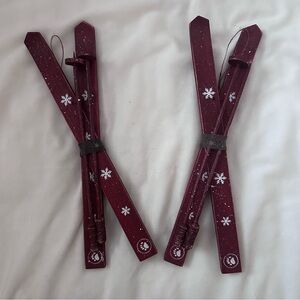 Boyds Bear Red Wooden Criss Cross Ski Pair